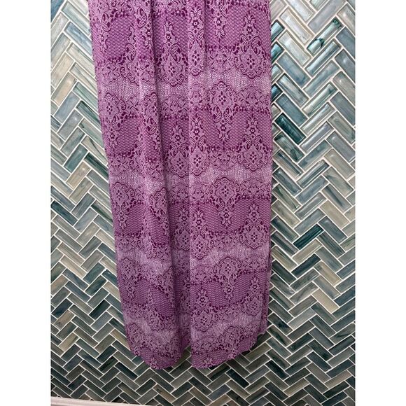 RIP CURL BOHO MEDALLION SCROLL PRINT PURPLE WHITE LINED STRAPLESS MAXI DRESS‎ XS - Picture 2 of 12